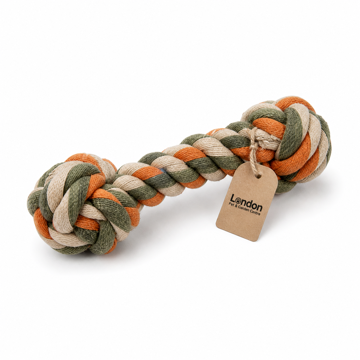 Durable Braided Rope Tug Dog Toy with Knots | Cotton Chew Toy for Dental Cleaning | London Pet & Garden Centre - Image 2